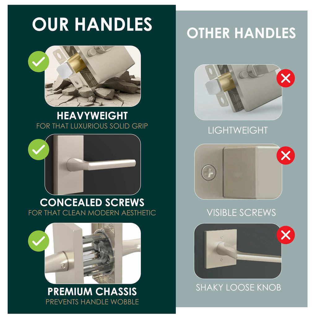 Glamor Passage Door Lever Satin Nickel - Hallway No Lock