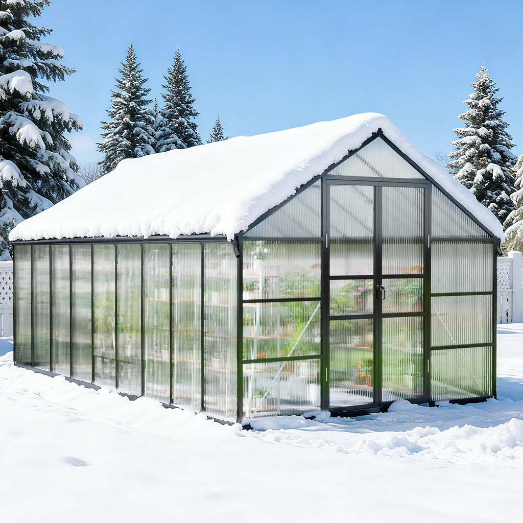 10x18FT Galvanized Steel Greenhouse, Walk-in Greenhouse for Outdoor