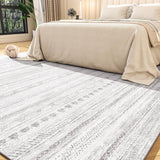 9x12 Area Rugs for Living Room Machine Washable Rug Distressed Indoor Carpet Neutral Moroccan Boho R