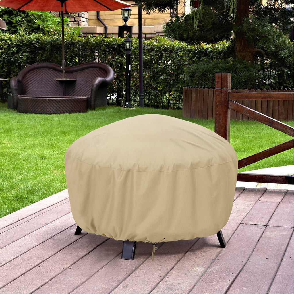 Waterproof Round Fire Pit Cover, 45"D x 22"H, Beige