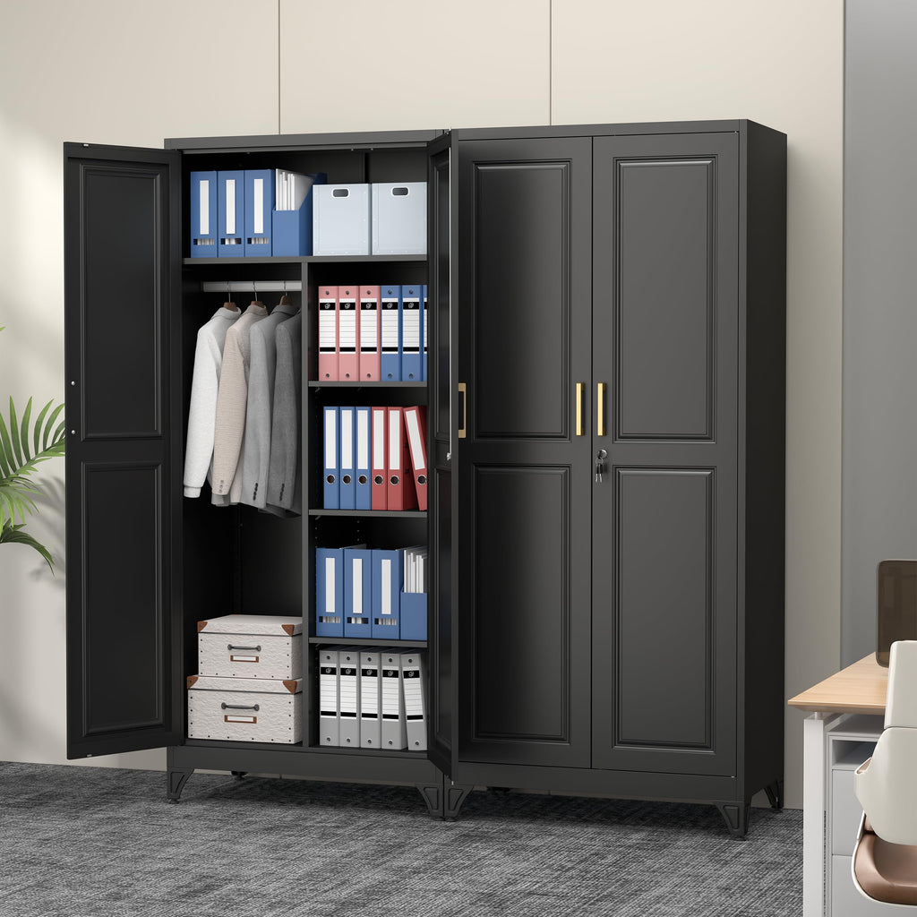 71" Tall Metal Armoire Wardrobe Closet with Lock