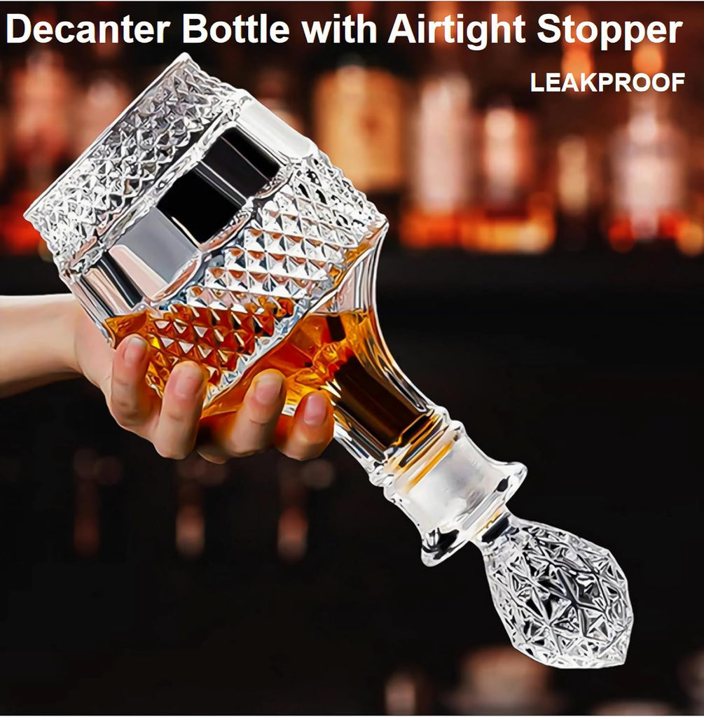 Whiskey Decanter with Airtight Stopper, Liquor Decanter, Lead-Free Crystal Wiskey Brandy Vodka Bourbon Decanter