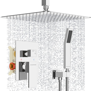 12 Inch Ceiling Mount Rain Shower System,Polished Chrome