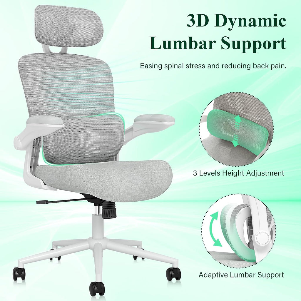 Ergonomic Office Chair, Comfy Mesh Desk Chair, High Back Computer Gaming Chairs with Adjustable Lumbar Support