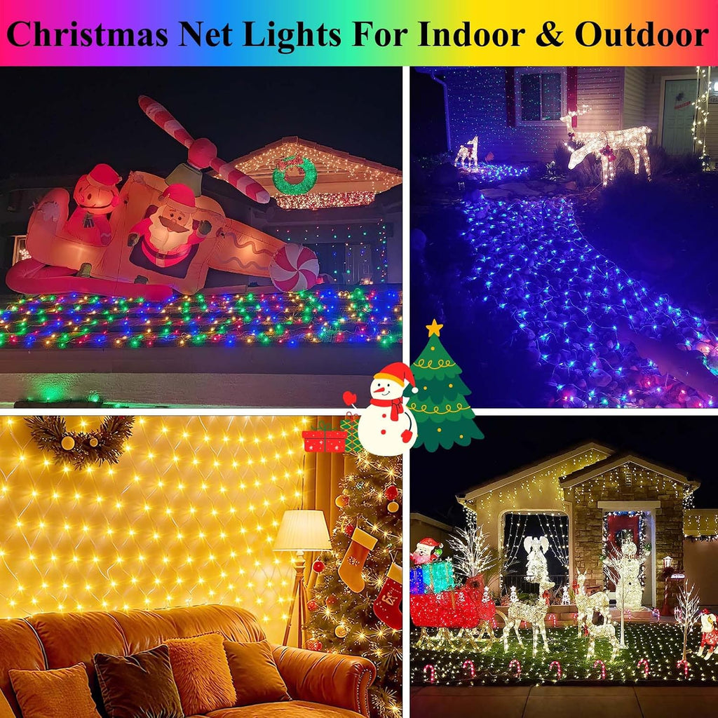 204 LED Christmas Net Lights Outdoor Connectable, 9.8FT x 6.6FT