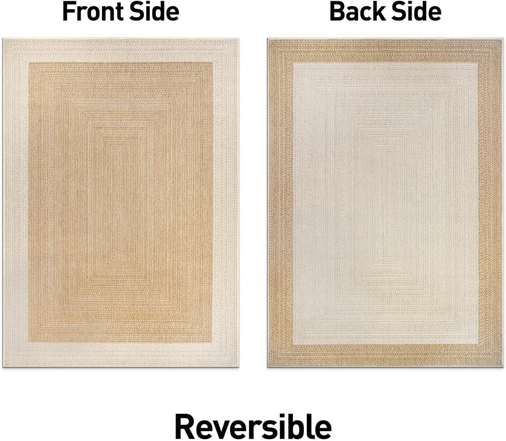 Indoor/Outdoor Geometric Weather Resistant Area Rug Natural