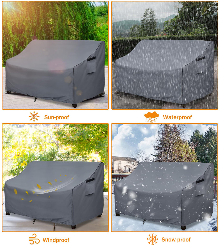 Outdoor 3-Seater Loveseat Cover, 600D Heavy Duty 100% Waterproof Patio Sofa Cover, Furniture Covers for Sofa and