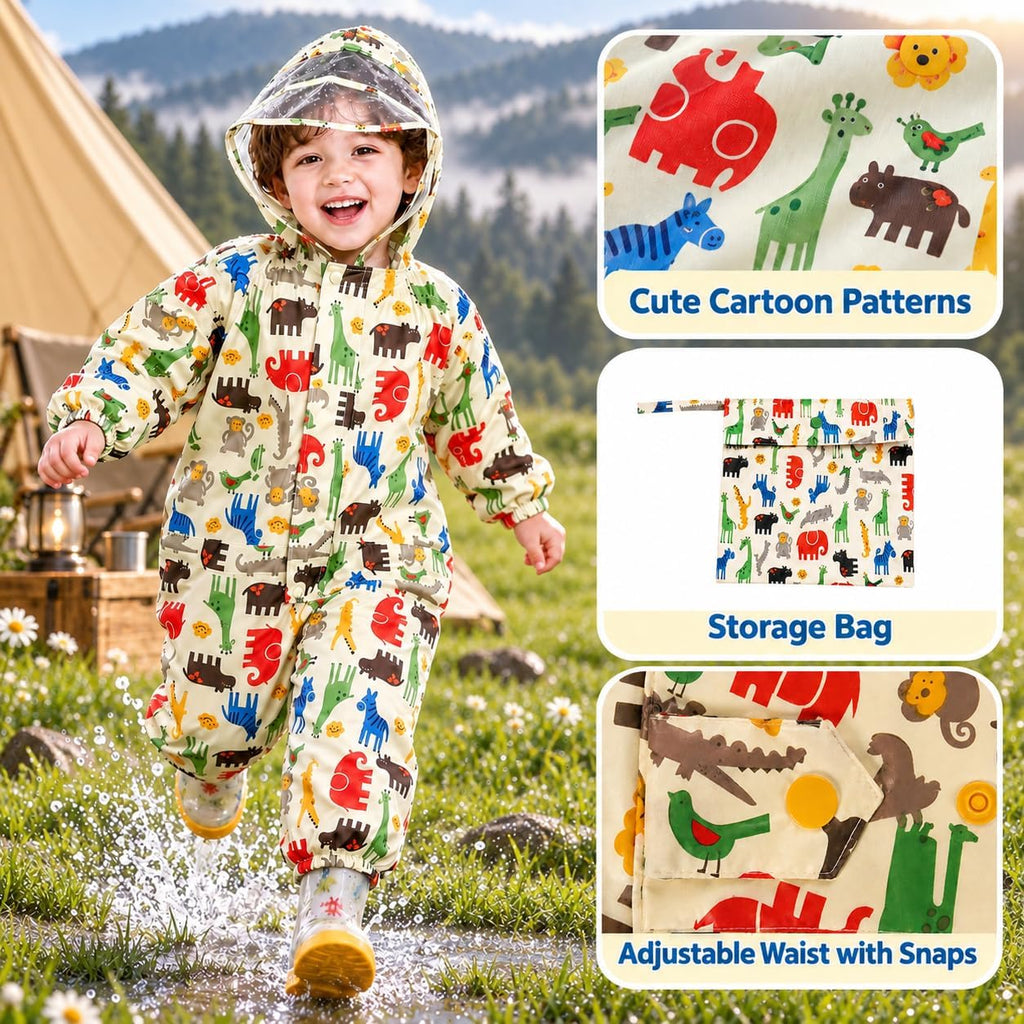 Toddler Rain Suit Waterproof Coverall One Piece Rain Suit Kids