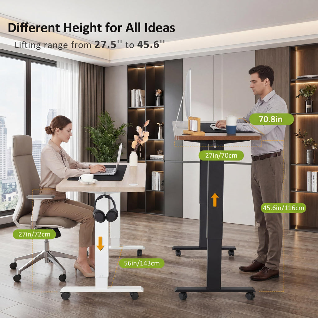 Electric Standing Desk Adjustable Height, 71 x 28in Sit Stand up Desk with Outlets, Mouse Pad, Wheels, 3 USB Ports & 3