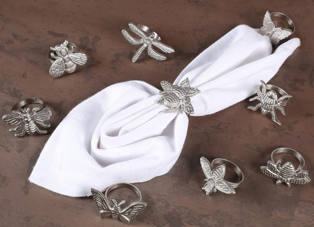 Silver Insect Napkin Rings, 12-Pack Metal Spring Set - Set of 12