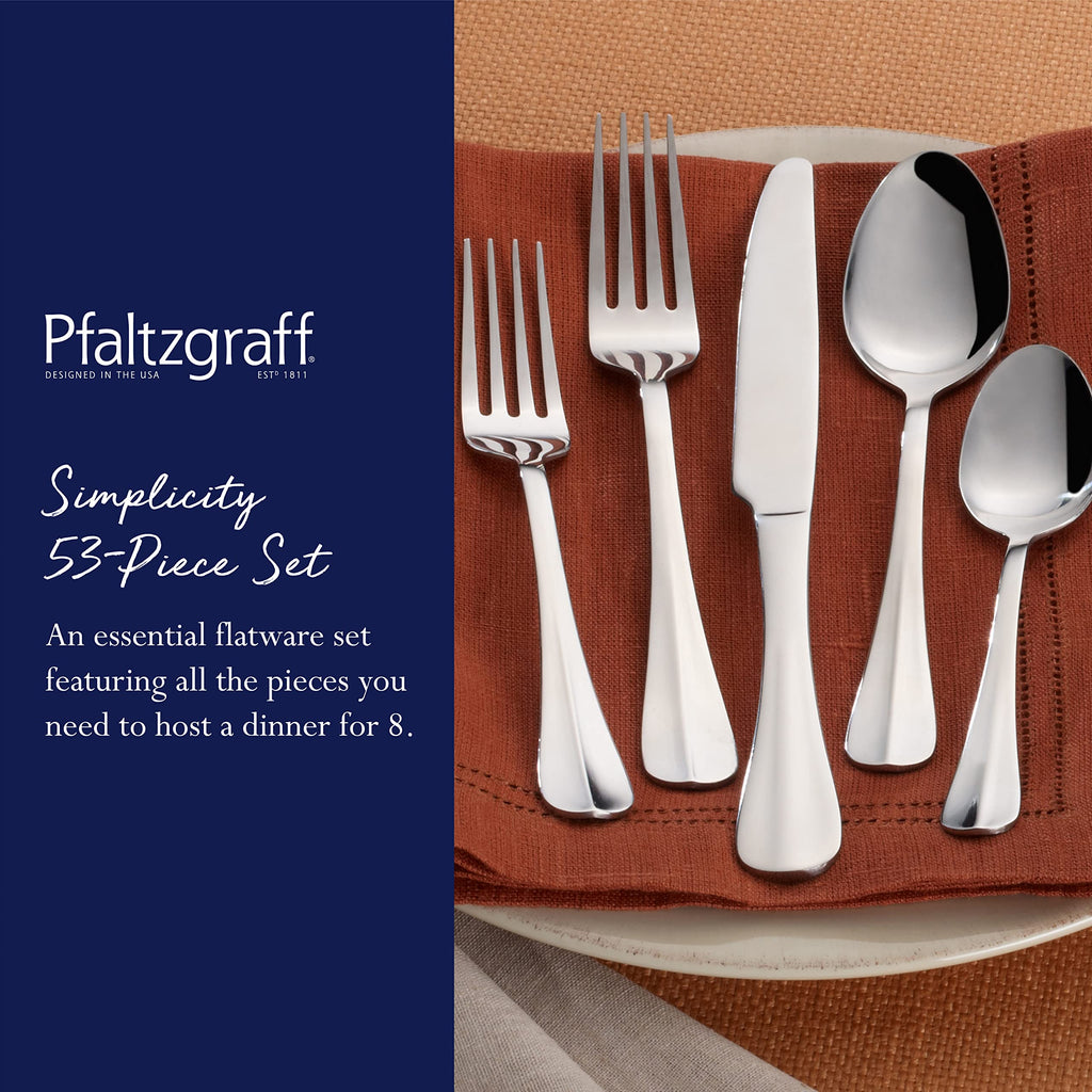 Simplicity 53-Piece 18/0 Stainless Steel Flatware Set