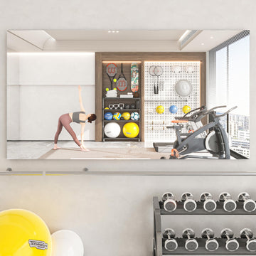 Gym Workout Mirror 72" L x 36" W-1pc Large Full Length Mounted Full Body Frameless Mirror for Workout, Yoga