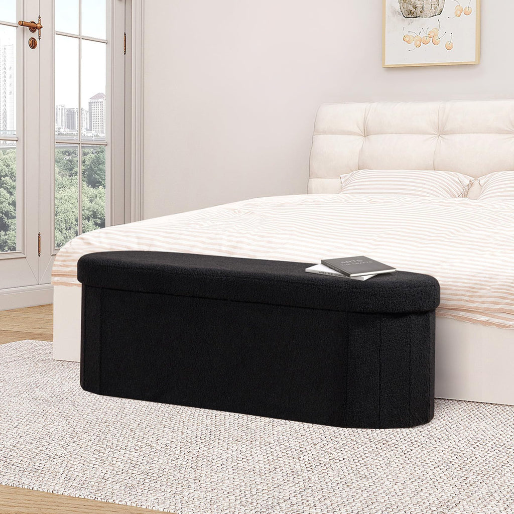 43.3" Sherpa Ottoman with Storage, Black