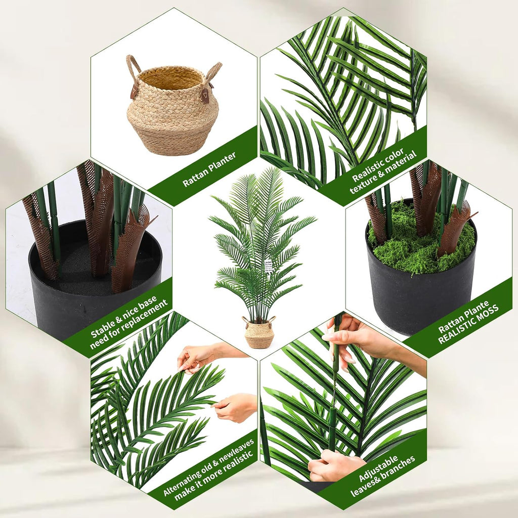 6FT Artificial Palm Tree with Hand-Woven Basket