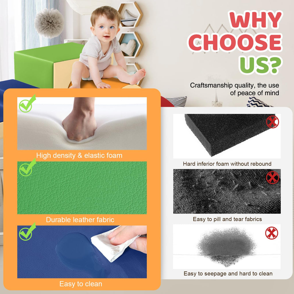 Toddler Climbing Foam Blocks: 4 PCS Indoor Play Gym with Slide and Stairs - Soft Playground Set for Kids - Includes