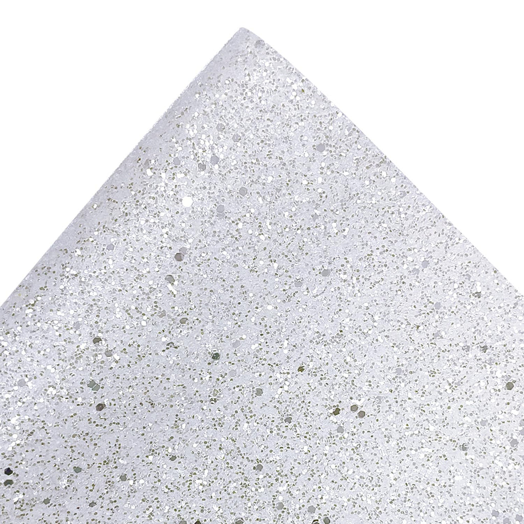 Sparkly Pearl White Chunky Glitter Faux Leather Roll, Shiny Solid Color Winter Fabric Material for Bows Crafts