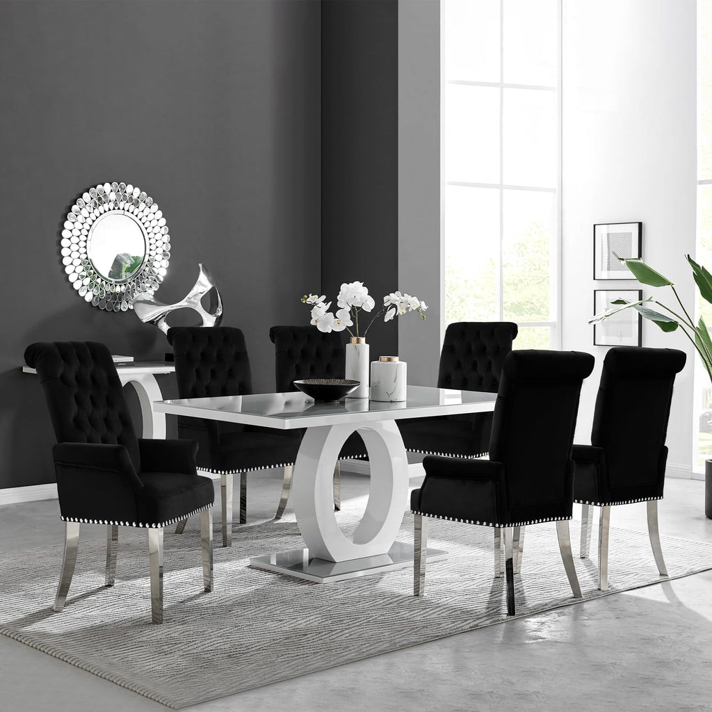 Velvet Dining Chairs with Arms, Upholstered Dining Room Chairs, Black