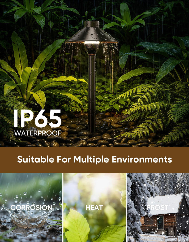 Low Voltage Landscape Lighting 12-Pack, Aluminum 12V Pathway Lights with G4 Bulbs, Waterproof Oil Rubbed Bronze Color