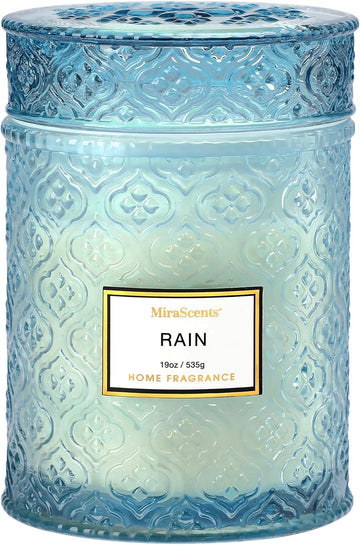 Rain Summer Scented Candles, 19oz Aromatherapy Candles Gifts for Women, Blue Luxury Large Decorative Candles - Set of 19