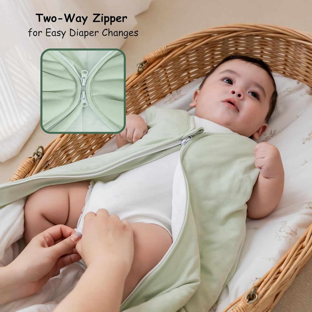 Sleep Sack 1.0 TOG Year Round, Soft Rayon Made from Bamboo Wearable Blanket with 2 Way Zipper