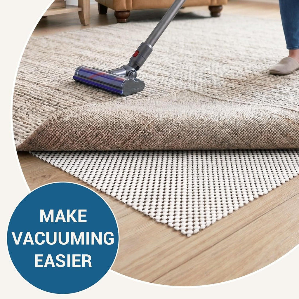 Non Slip Rug Pad Gripper for Hardwood Floors, 8x10 FT Anti Slide Rug Underlay, Eco Safe Odor Free, Cushioned Floor - Set of 80