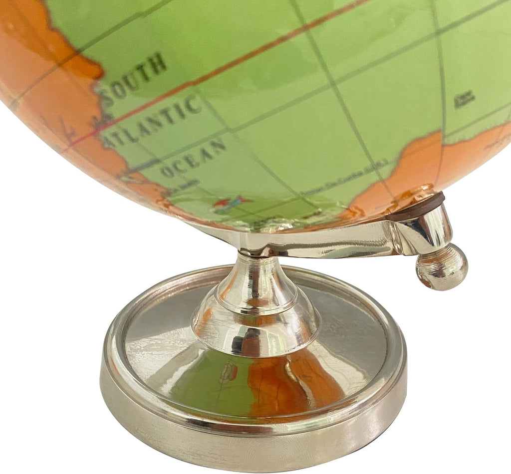 6" Light Green Earth Globe for Desk & Office Decor 6-inch Classy Desktop World Rotating Globe with Silver Stand (NOT
