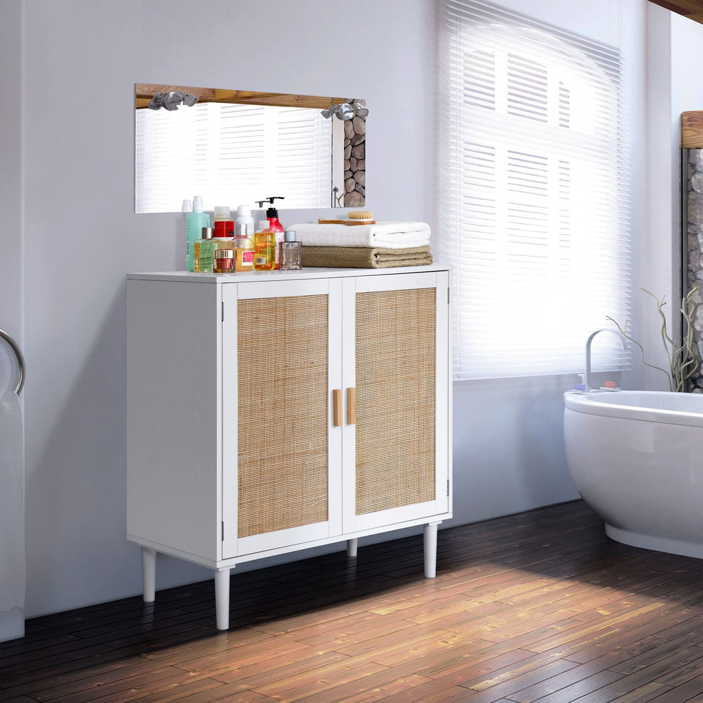 Kitchen Storage Console with Rattan Decorated Doors, Liquor Buffet, Dining Room, Hallway, Cupboard Console Table