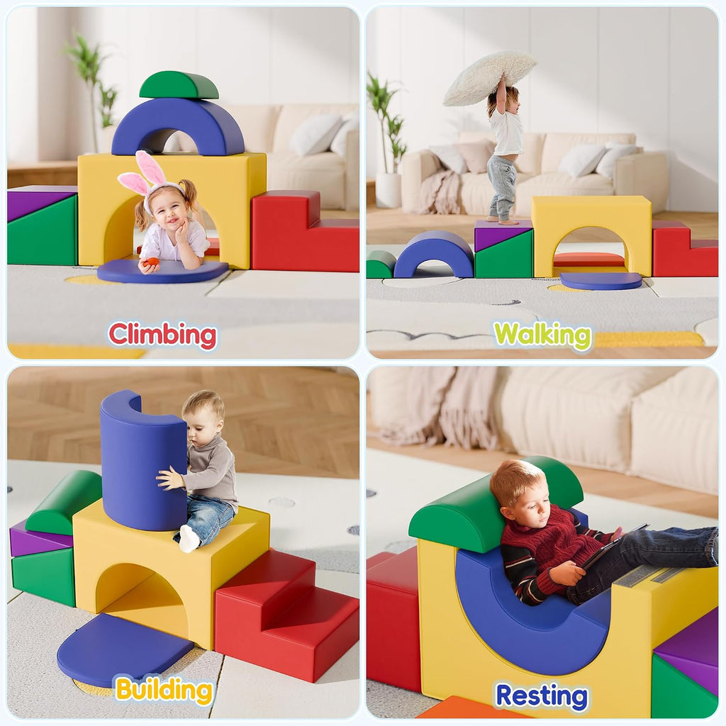 Soft Foam Climbing Blocks Set - Large in-1 Soft Play Toys Crawling & Sliding Climbing Arch for Toddlers, Foam