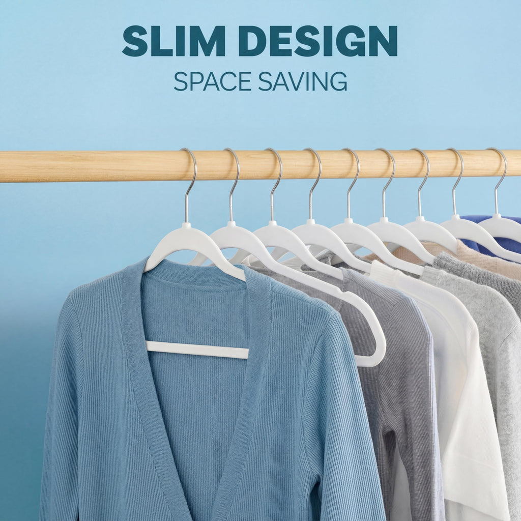 TM Non-Velvet Thin Hangers Space Saving White Hangers 50 Pack