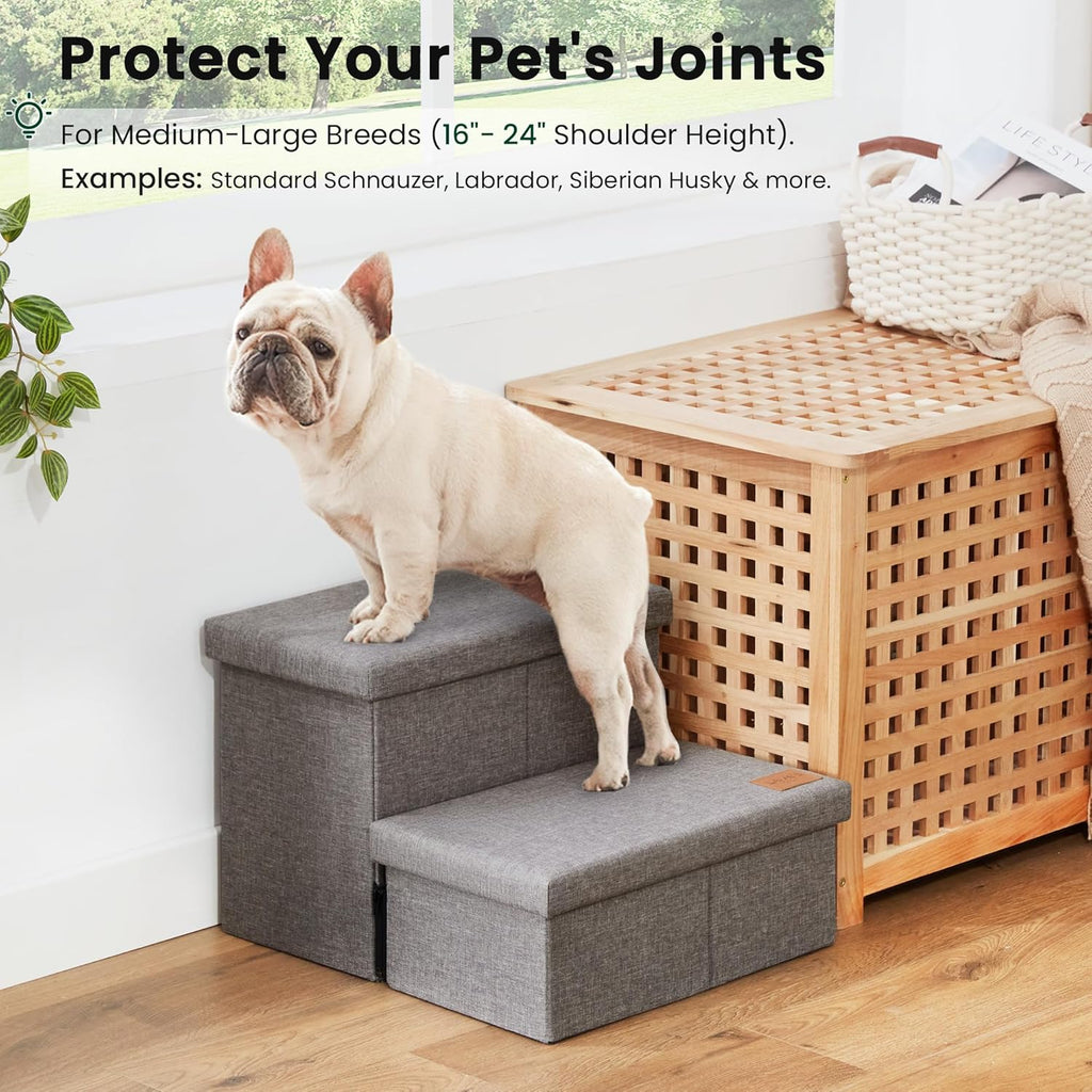 Dog Stairs with Storage 13" H, Foldable Pet Stairs for Small Medium or Large Dogs
