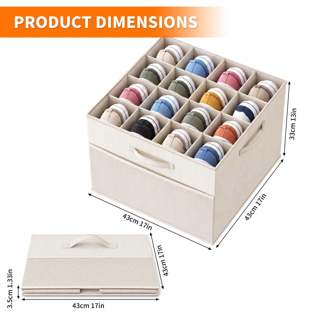 Shoe Organizer for Closet, Foldable Shoe Storage with Adjustable Dividers