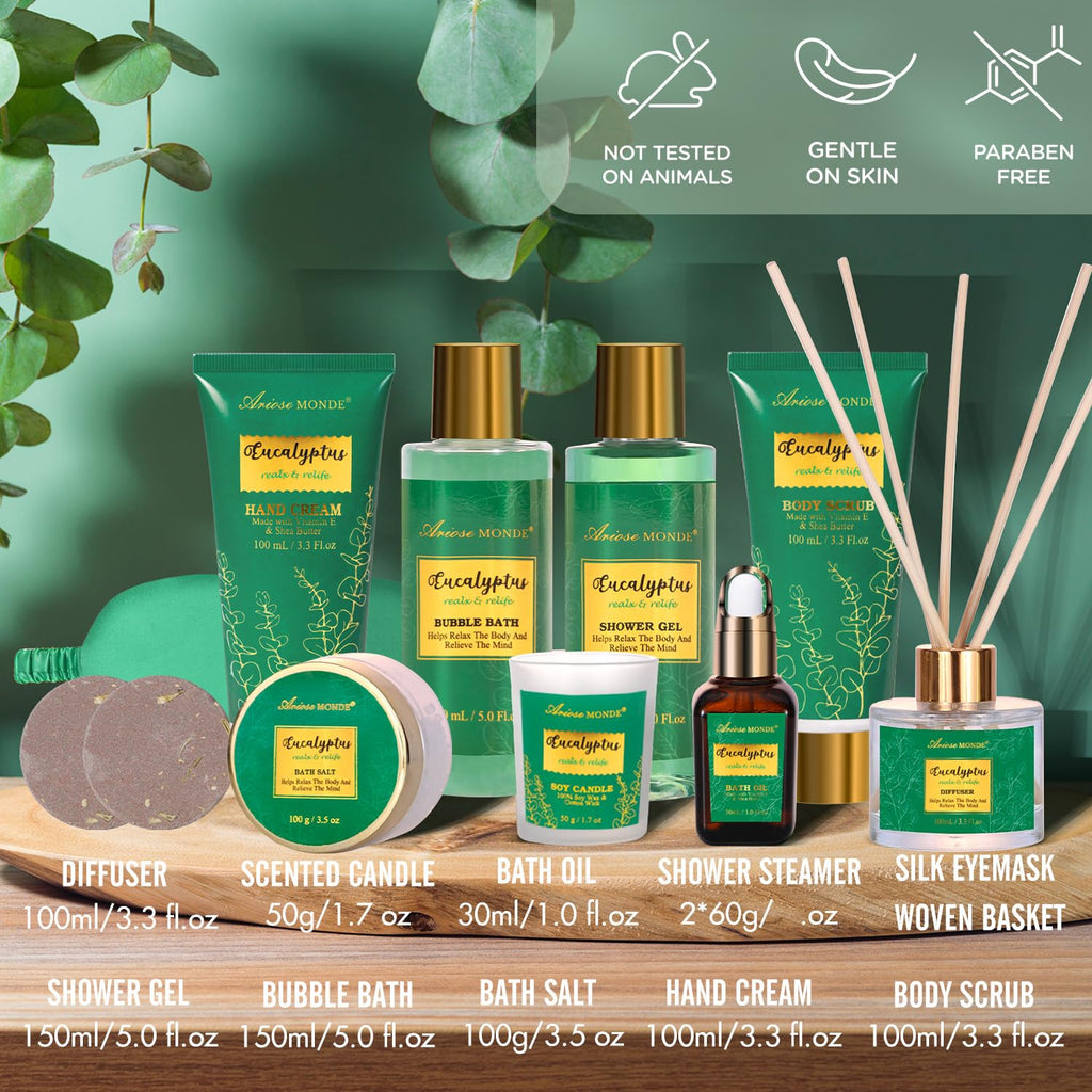 Gift Baskets for Women & Men, 13pcs Eucalyptus Spa Gifts for Women