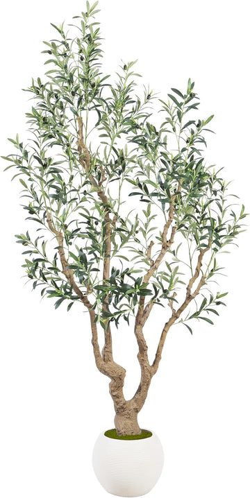 Olive Tree with White Pot - 7FT Faux Olive Tree Decor