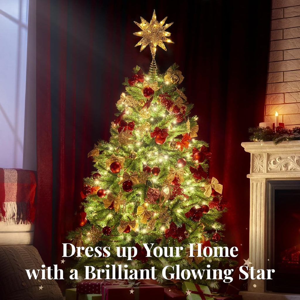 Christmas Tree Topper, Plug 3D Starburst Lighted Star Tree Topper