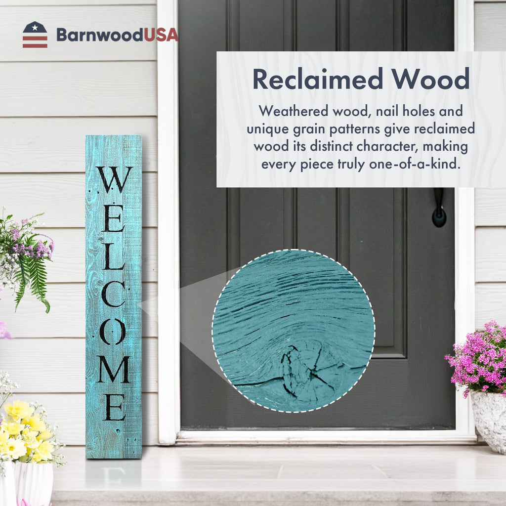 Wooden Welcome Sign for Front Door, 5-Foot, Robins Egg Blue