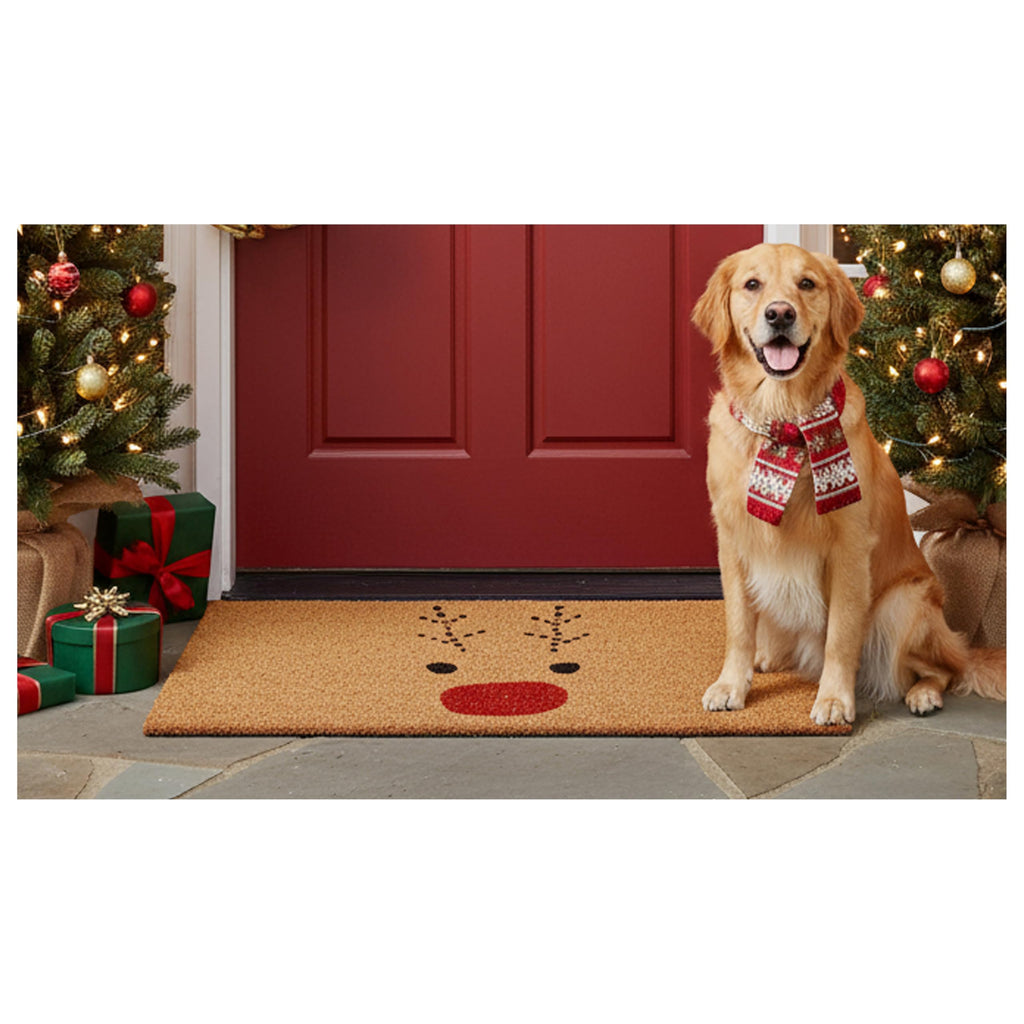Rudolph Doormat, 24" x 36", Red/Black