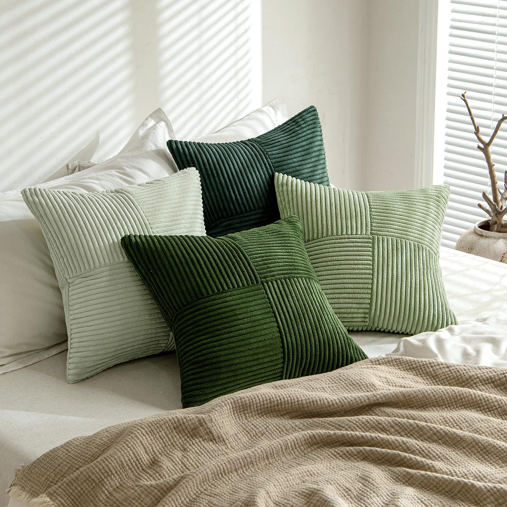 Spring Green Decorative Throw Pillow Covers 18x18 Inch Set of 4 Boho Farmhouse Cushion Covers Mordern Nordic Pillow