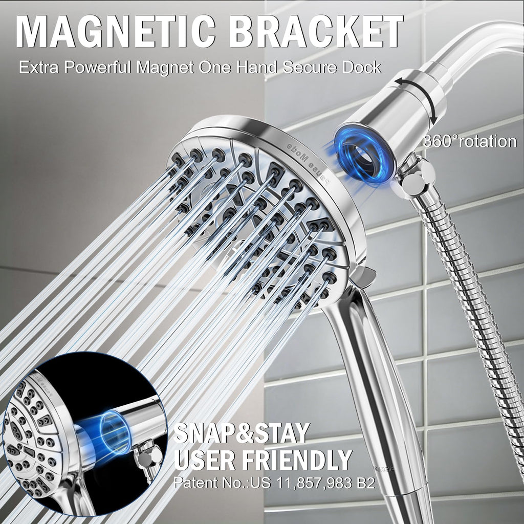 9 Settings High Pressure Magnetic Shower Head with Handheld