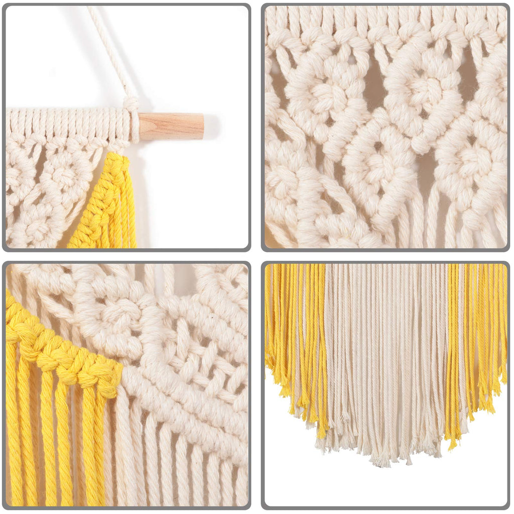 Macrame Wall Hanging Art Woven Wall Decor Cotton Bohemian Chic Macrame Tapestry Livingroom Apartment Dorm Nursery