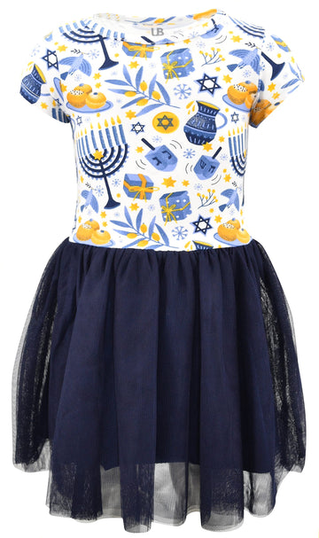 Girls Short Sleeve Tulle Tutu Dresses for Kid and Toddler Girl Hanukkah Dress Outfit (, Hanukkah