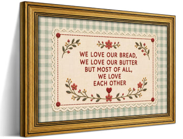 Gold Framed Vintage Kitchen Wall Art, Motivational Quote Artwork 16x24 Inch