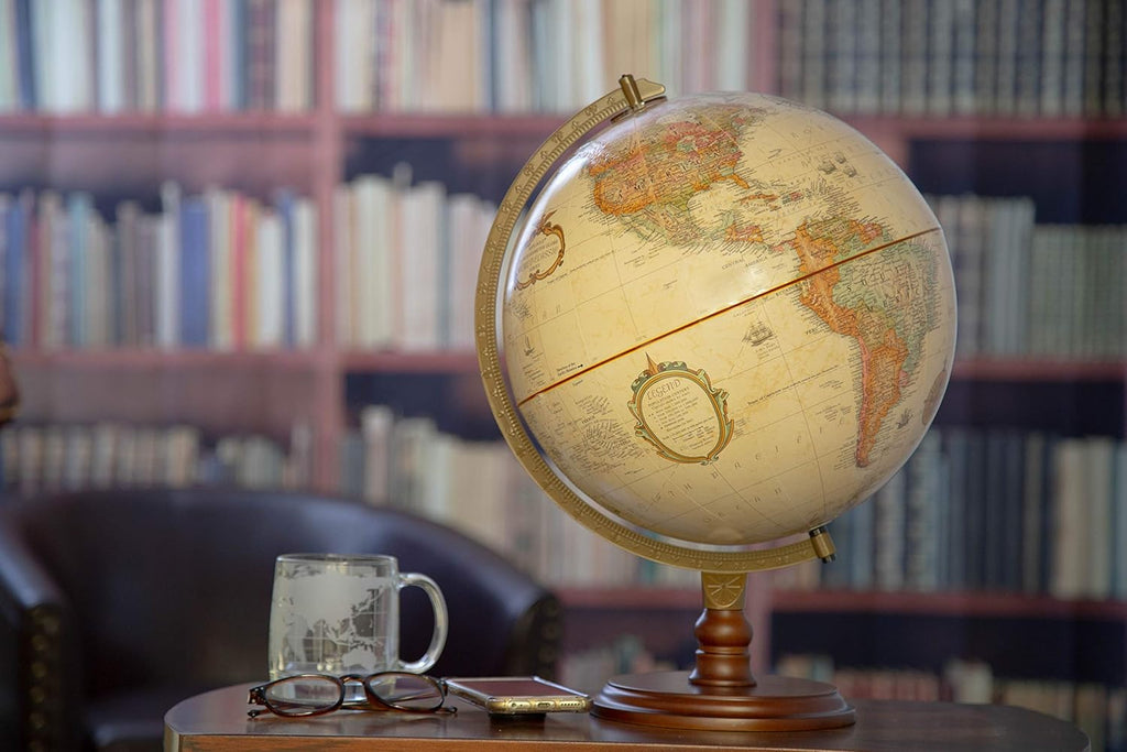Lenox, 12"/30cm diameter Antique Style, Desktop Globe, Classic World Globe with up-to-date Cartography, Made in USA