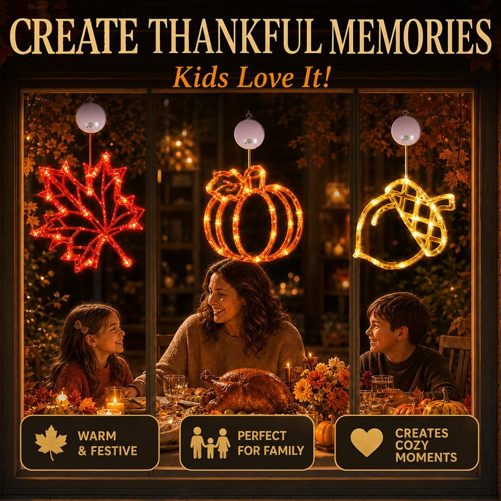Fall Decor Fall Lights 2026, Thanksgiving Decorations LED Lights - Set of 3