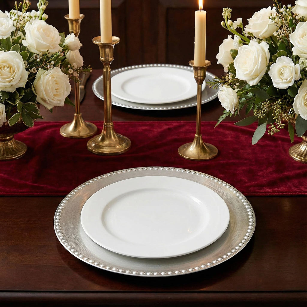 13" Silver Charger Plates 10 PACK,Silver Chargers for Weddings Christmas