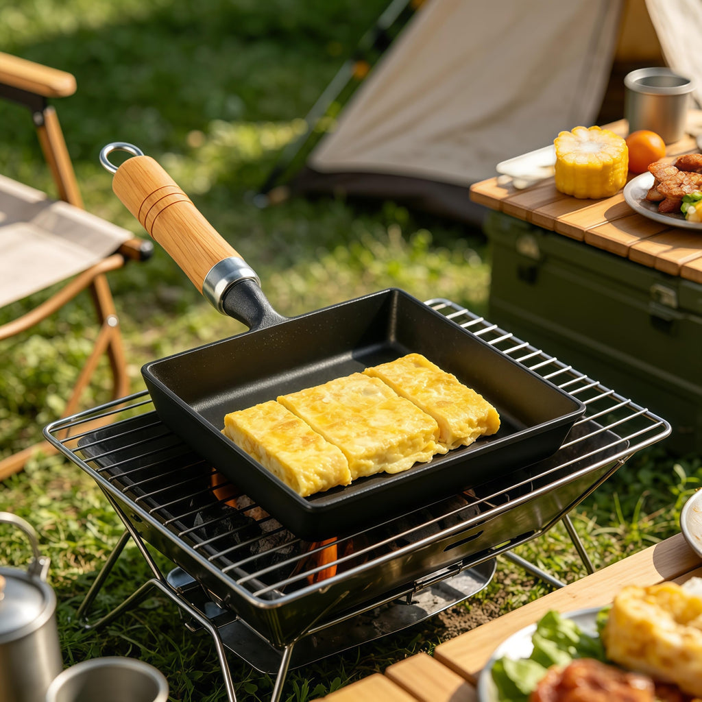 Tamagoyaki Pan, 7" Cast Iron Rectangle Japanese Rolled Egg Omelet Pan