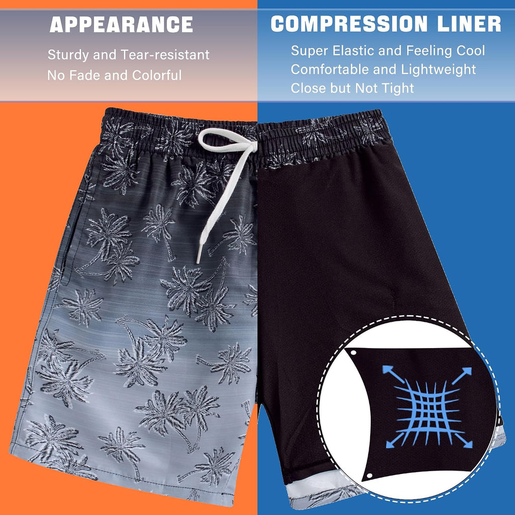 Boys Swim Trunks for Compression Liner Swimsuit Shorts Swimwear Boxer Bathing Suit