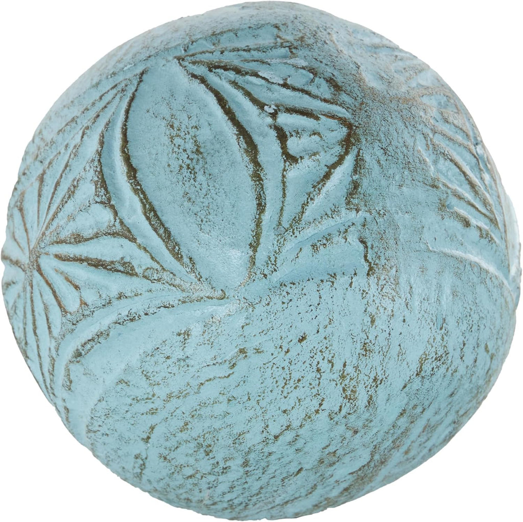 Paper Mache Handmade Intricately Carved Decorative Ball Orbs & Vase Filler with Various Floral Patterns 4" - Set of 3