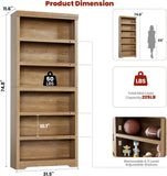 6 Tier Bookshelf, 75" Tall Farmhouse Bookcase