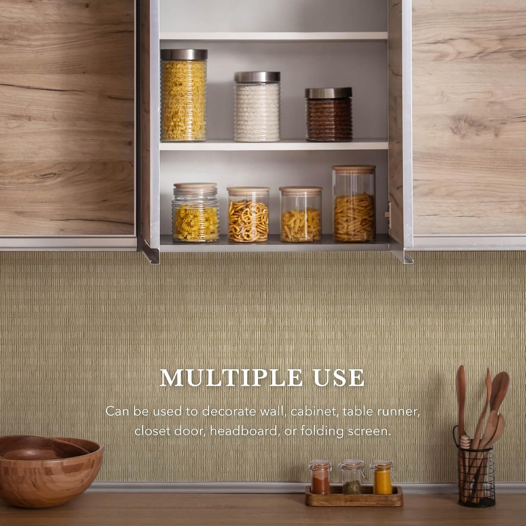 Jute Grasscloth Wallpaper, Serene | Boho Woven Wall Covering , Non-Pasted Single Roll, 23" W x 96" L