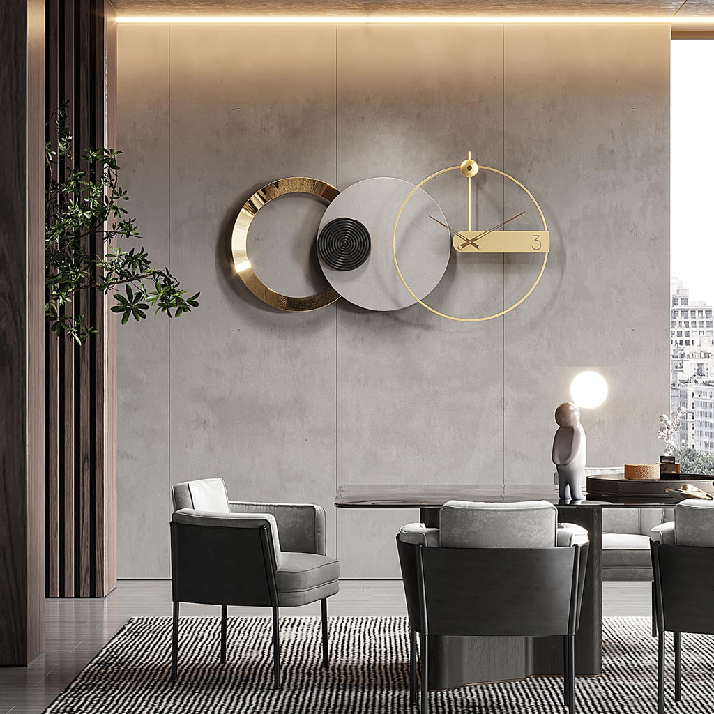 Oversized Wall Clock, Large Modern Nordic Metal, Silent Movement Wall Clocks Battery Operated, Mid-Century Modern Home
